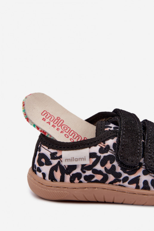 Chaussons pour enfants avec motif léopard Milami sable Saphira