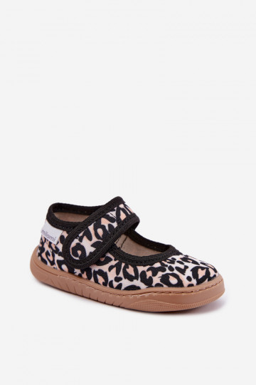 Ballerines pour enfants avec motif léopard sable Caelia