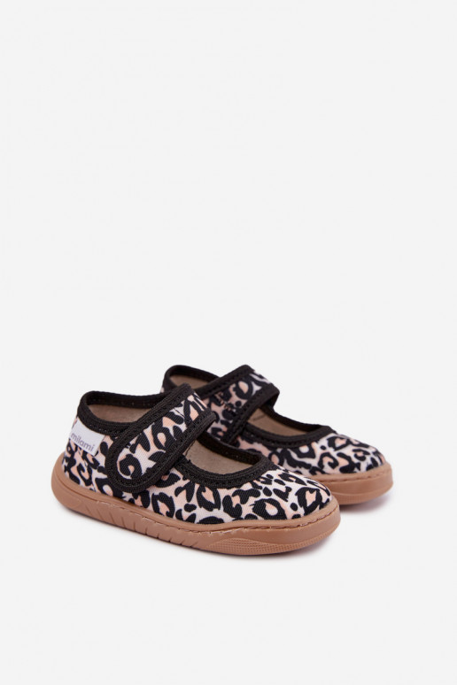 Kinderen ballerina's met luipaardprint zandkleur Caelia