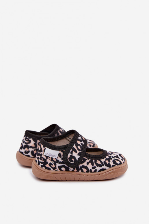 Kinderen ballerina's met luipaardprint zandkleur Caelia