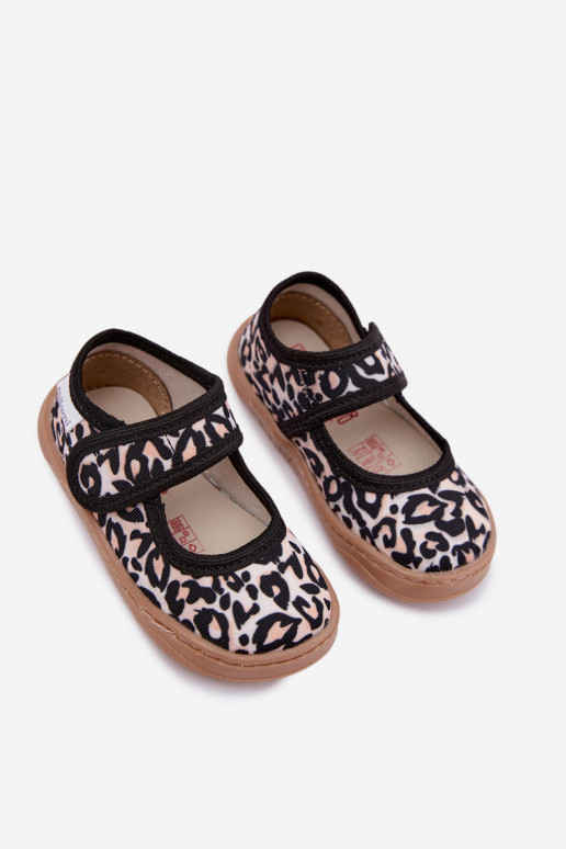 Kinderen ballerina's met luipaardprint zandkleur Caelia