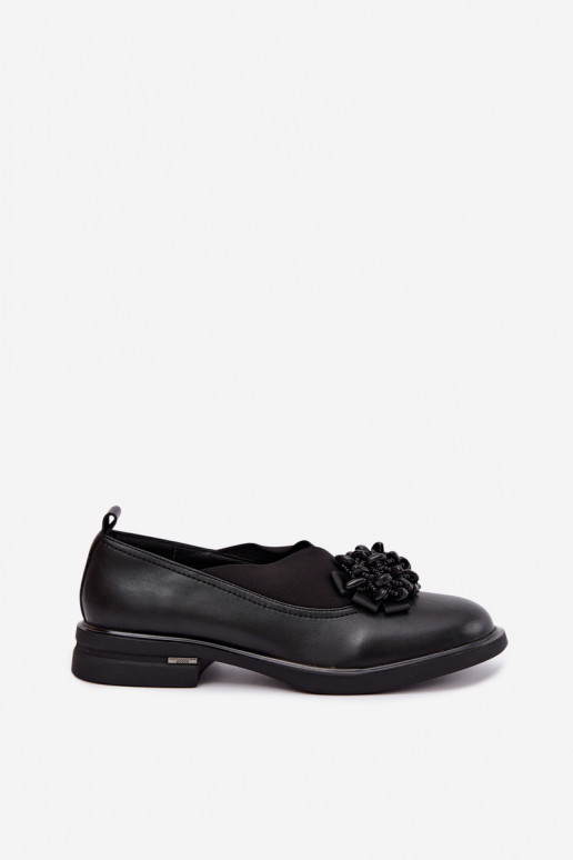 Chaussures en cuir pour femmes avec ornements noirs T.Sokolski