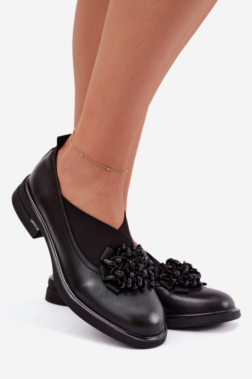 Dames leren schoenen met ornamenten zwart T.Sokolski