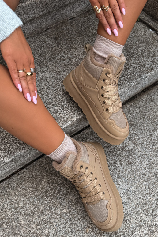 Bottes de neige pour femmes avec lacets et fourrure sable Big Star