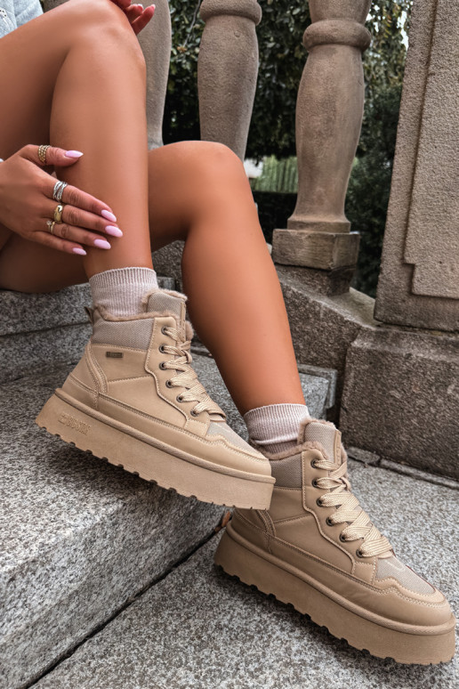 Bottes de neige pour femmes avec lacets et fourrure sable Big Star