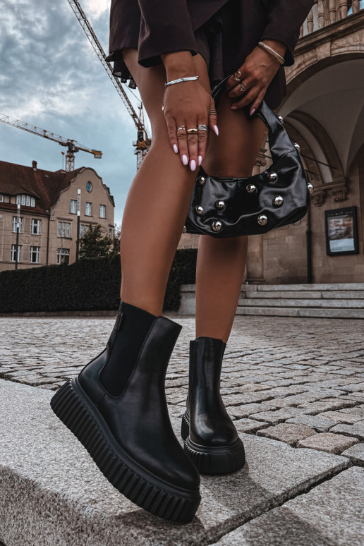 Stylische Damen Stiefeletten mit Plattform schwarz Big Star