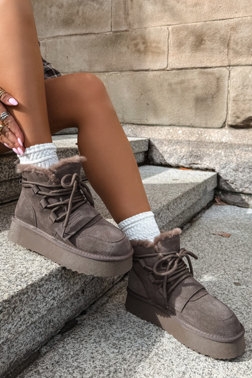 Bottes de neige en daim pour femmes marron Big Star