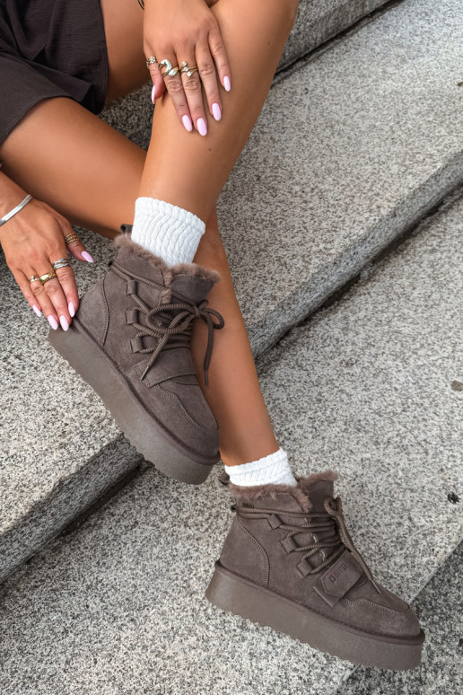 Bottes de neige en daim pour femmes marron Big Star