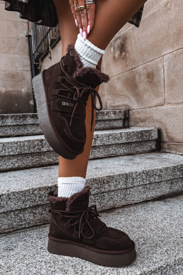 Damen Wildleder Schneestiefel schokoladenfarben Big Star