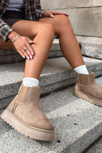 sneeuwschoenen voor dames met platform Big Star UU274173 in zandkleur