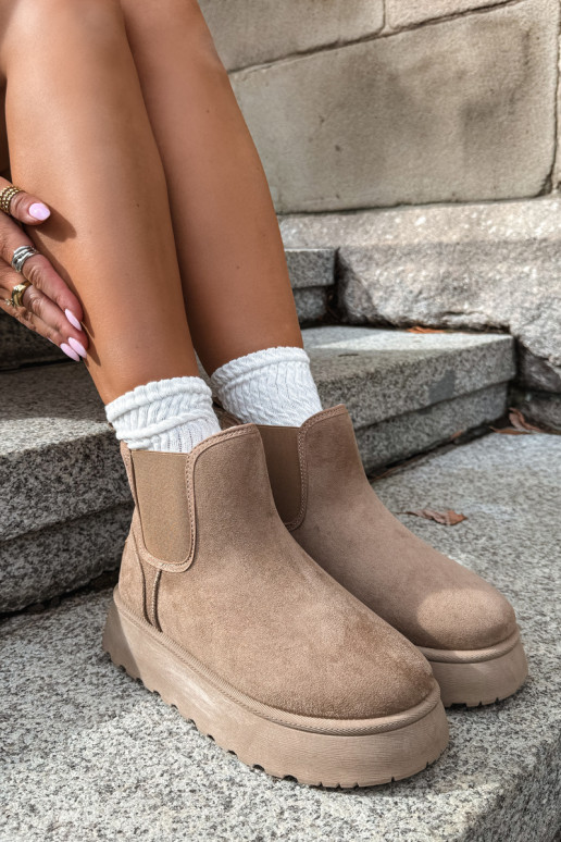 Schneestiefel für Damen mit Plattform Big Star UU274173 in Sandfarbe