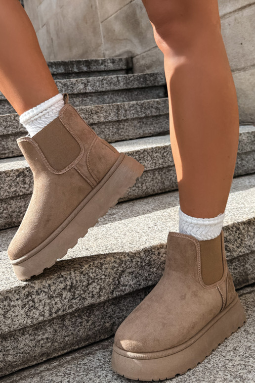 Schneestiefel für Damen mit Plattform Big Star UU274173 in Sandfarbe