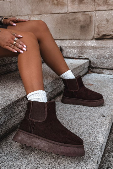 bottes de neige pour femmes avec plateforme Big Star UU274174 couleur chocolat