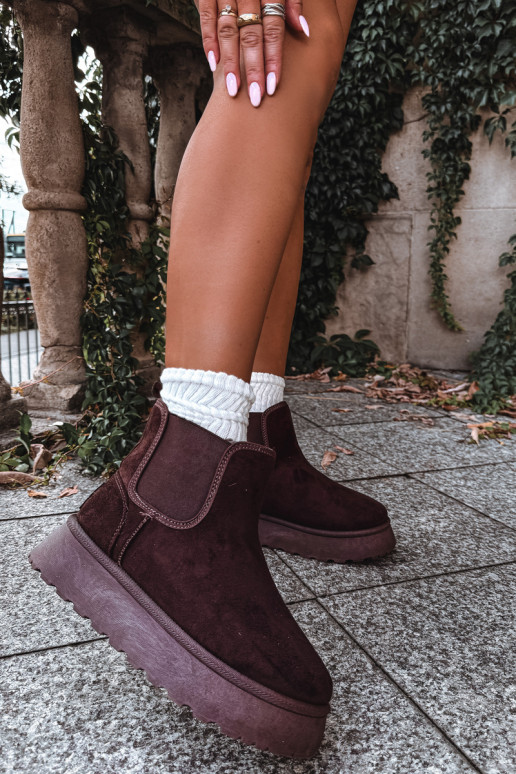 Schneestiefel für Damen mit Plattform Big Star UU274174 in Schokoladenfarbe