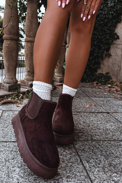 Schneestiefel für Damen mit Plattform Big Star UU274174 in Schokoladenfarbe