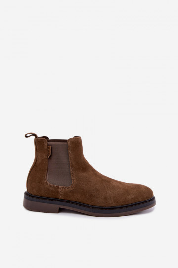 stylische Stiefeletten für Herren aus Kunstwildleder Big Star UU174277 in Khaki 2