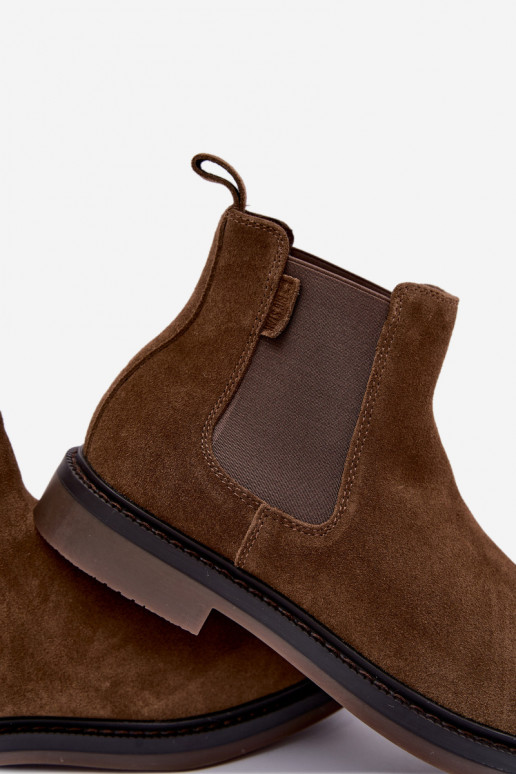 stijlvolle enkellaarsjes voor mannen van faux suede Big Star UU174277 in khaki