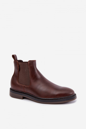 stylische Stiefeletten für Herren aus echtem Leder Big Star UU174279 in Dunkelbraun