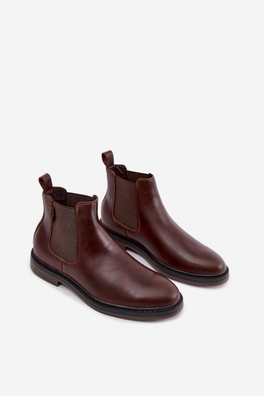 stylische Stiefeletten für Herren aus echtem Leder Big Star UU174279 in Dunkelbraun