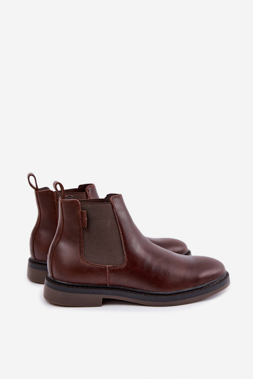 bottines stylées pour hommes en cuir véritable Big Star UU174279 couleur marron foncé