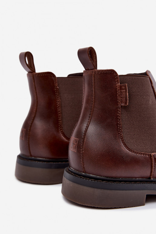 bottines stylées pour hommes en cuir véritable Big Star UU174279 couleur marron foncé