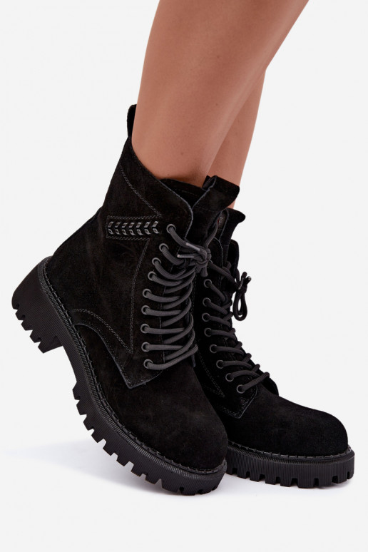 bottines de travail pour femmes en daim synthétique isolées D&A JC62-1035 en noir