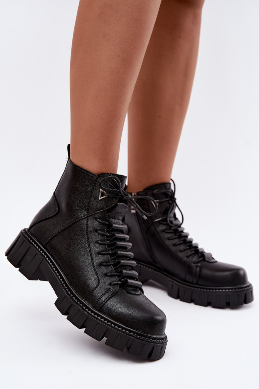 Damen Stiefeletten mit Plattform D&A JC62-1044 in Schwarz