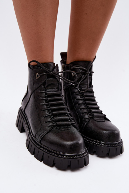 Damen Stiefeletten mit Plattform D&A JC62-1044 in Schwarz