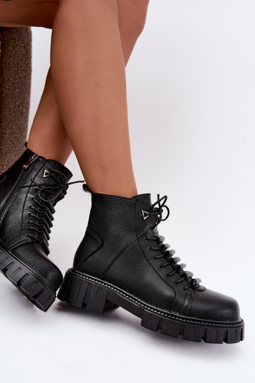Damen Stiefeletten mit Plattform D&A JC62-1044 in Schwarz