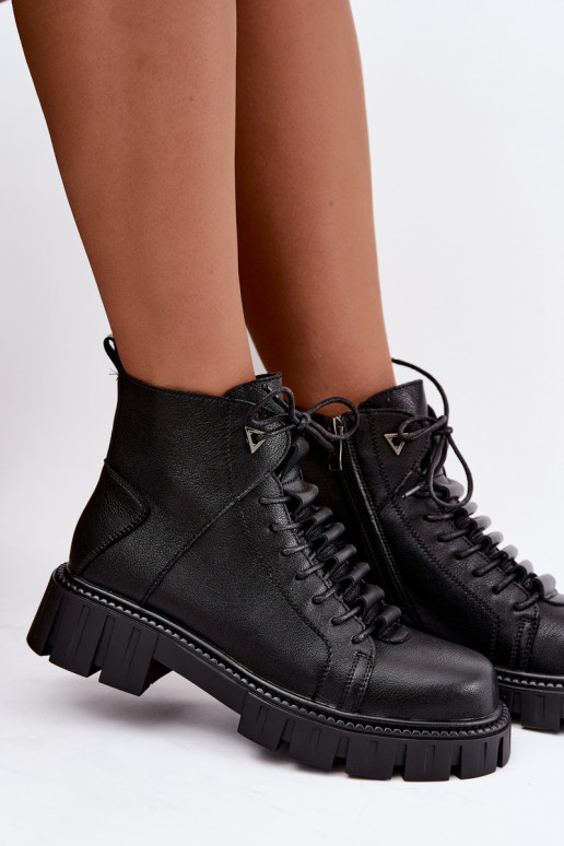 Damen Stiefeletten mit Plattform D&A JC62-1044 in Schwarz