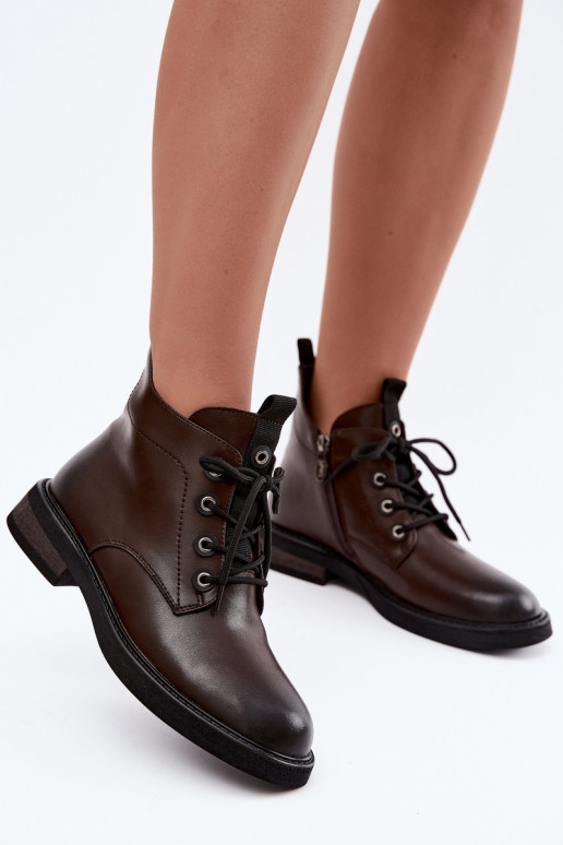 isolierte Stiefeletten mit breiten Absätzen D&A CR62-3337 in Schokolade