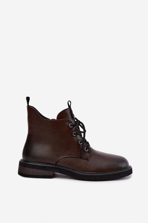 isolierte Stiefeletten mit breiten Absätzen D&A CR62-3337 in Schokolade