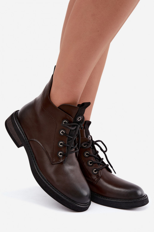 isolierte Stiefeletten mit breiten Absätzen D&A CR62-3337 in Schokolade