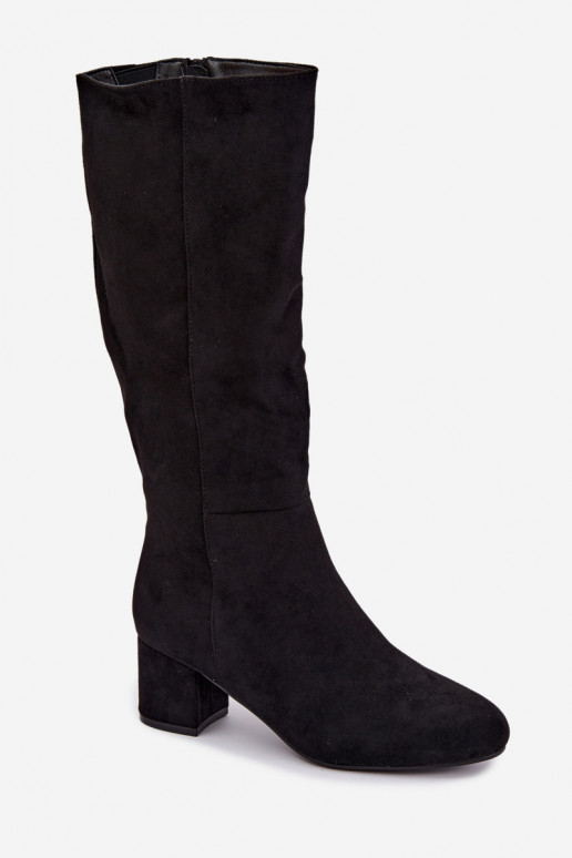 Bottes longues pour femmes doublées avec talons S.Barski HY62-8131 noir