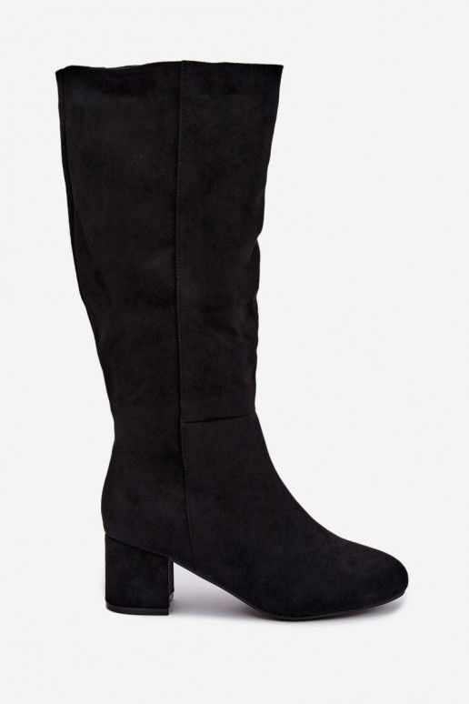 Bottes longues pour femmes doublées avec talons S.Barski HY62-8131 noir