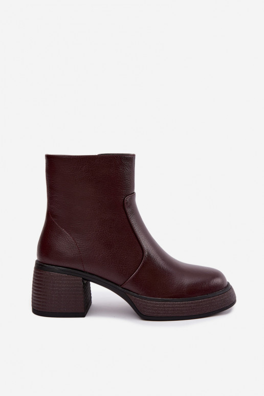 Leder gefütterte Stiefeletten mit Absatz D&A CR62-3369 burgunderrot
