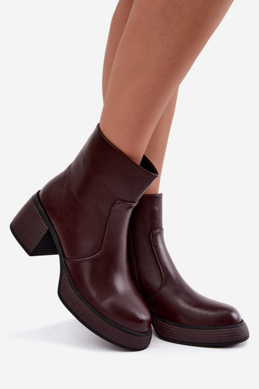 Bottines en cuir doublées avec talons D&A CR62-3369 bordeaux