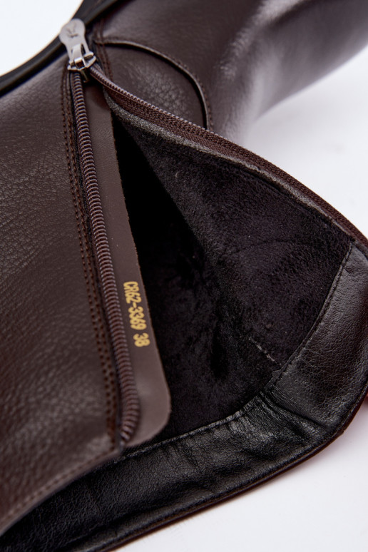 Leder gefütterte Stiefeletten mit Absatz D&A CR62-3369 schokoladenbraun