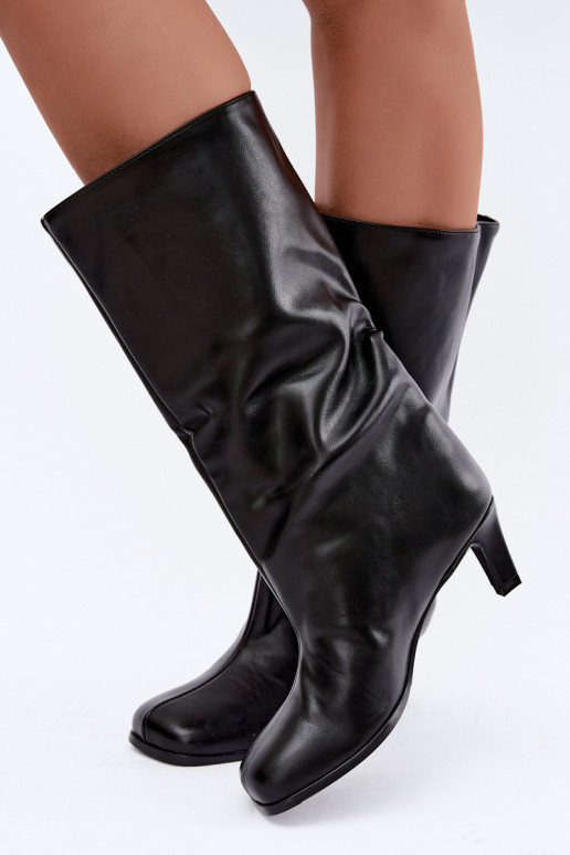 Schlüpfstiefel mit Absatz schwarz Caldira
