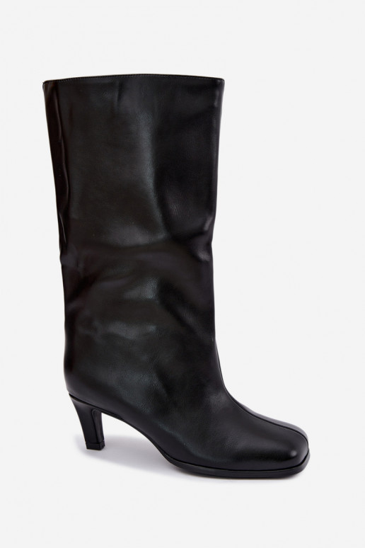 Bottes longues à enfiler avec talons noires Caldira