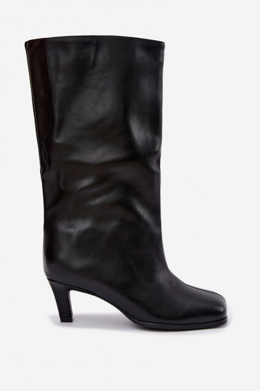 Bottes longues à enfiler avec talons noires Caldira