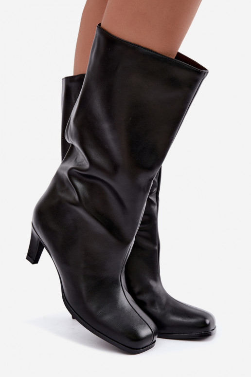 Schlüpfstiefel mit Absatz schwarz Caldira