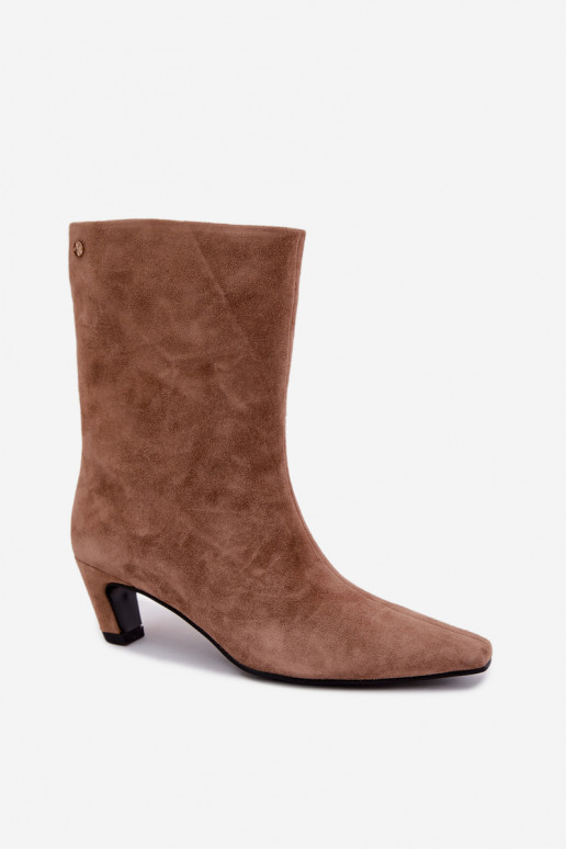Chaussures chaudes à enfiler en suède synthétique avec talons en sable Tai turiciejka K7791-04