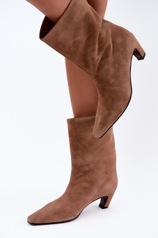 Chaussures chaudes à enfiler en suède synthétique avec talons en sable Tai turiciejka K7791-04