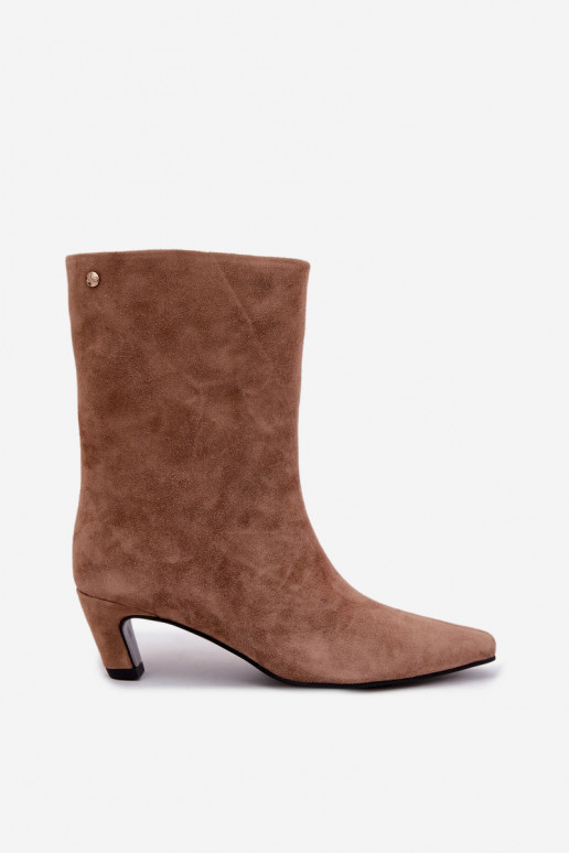 Chaussures chaudes à enfiler en suède synthétique avec talons en sable Tai turiciejka K7791-04