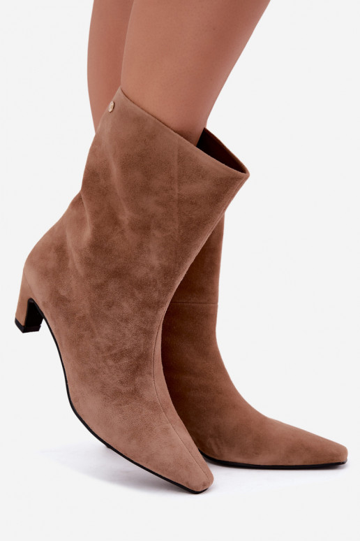 Chaussures chaudes à enfiler en suède synthétique avec talons en sable Tai turiciejka K7791-04