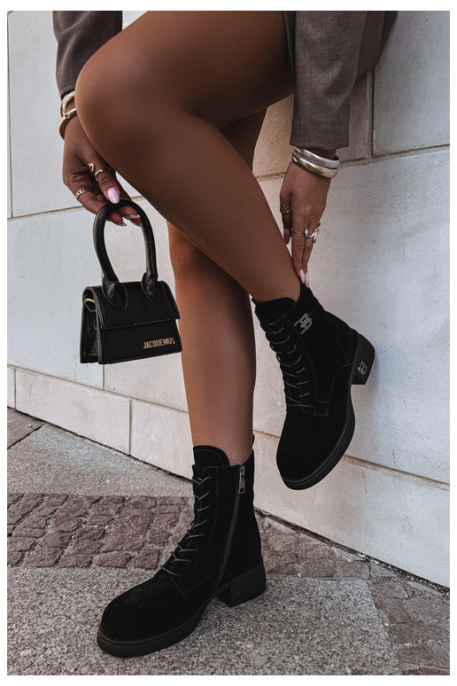 Wärmende Damenschuhe aus Kunstveloursleder in Schwarz Vinceza 67044