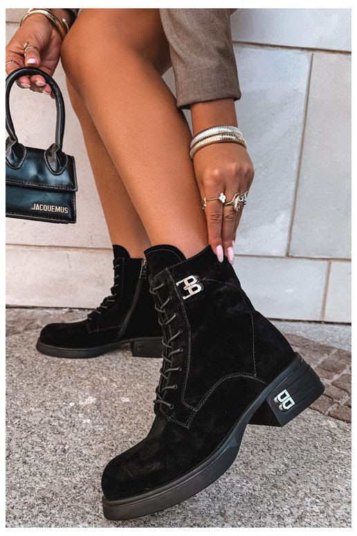 Wärmende Damenschuhe aus Kunstveloursleder in Schwarz Vinceza 67044