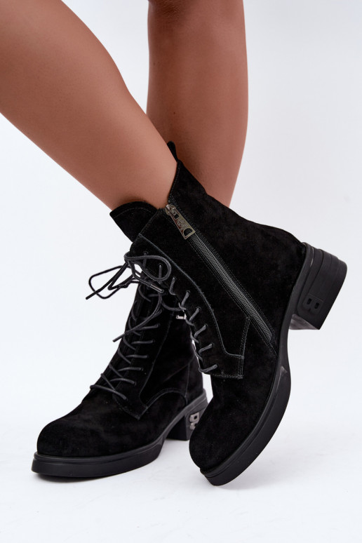 Wärmende Damenschuhe aus Kunstveloursleder in Schwarz Vinceza 67044