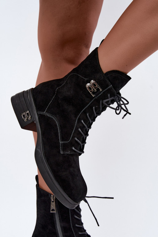 Warme dameschoenen van faux suede in zwart Vinceza 67044